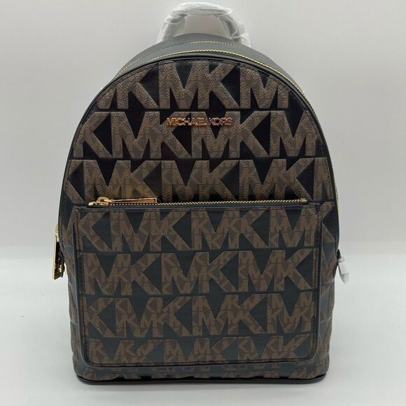 MICHAEL Michael Kors Adina Medium Backpack Black/Brown Signature Logo main image 9